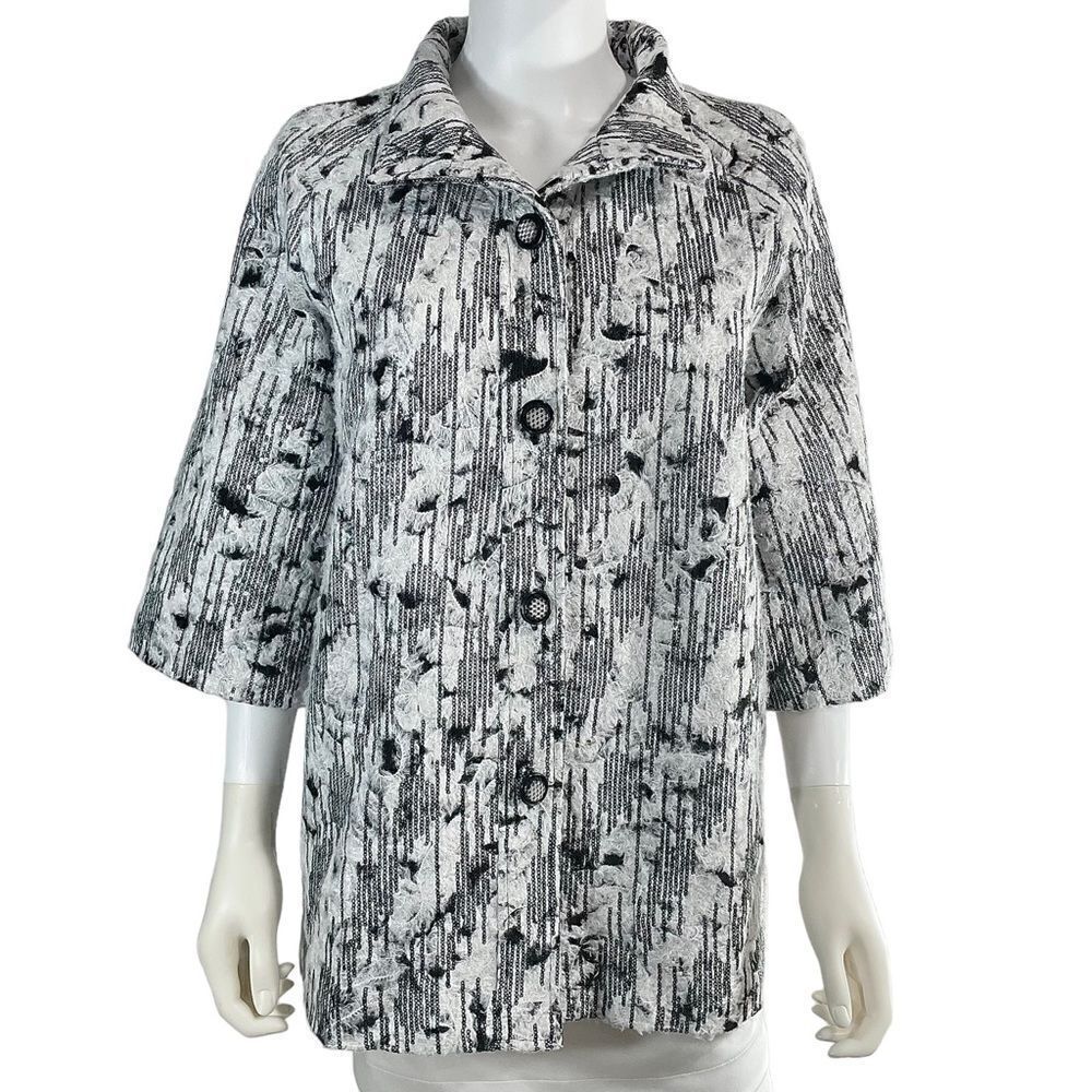 Peck and Peck Black White Sequin Coat Womens Large